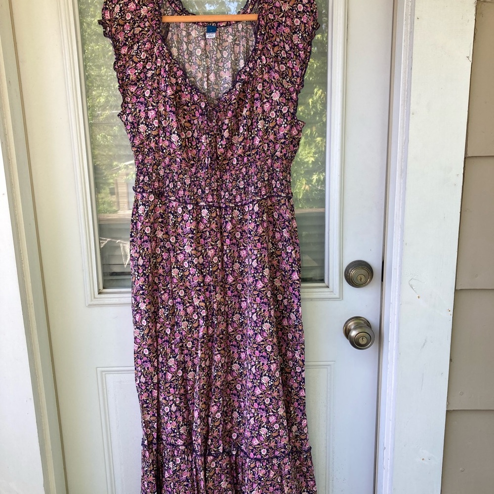 Floral Pink Boho Tiered Maxi Dress